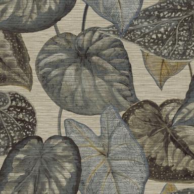 Strukturovaná vliesová tapeta, šedé a modré listy, TA25051, Tahiti, Decoprint rozměry 0,53 x 10,05 m
