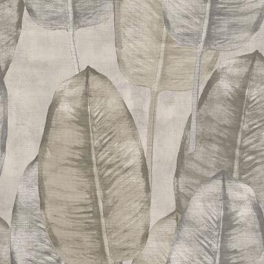 Strukturovaná vliesová tapeta, hnědé šedé listy, TA25080, Tahiti, Decoprint rozměry 0,53 x 10,05 m